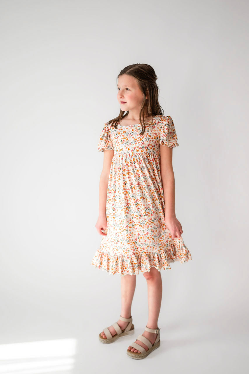 Millie Girl's Mauve Floral Dress