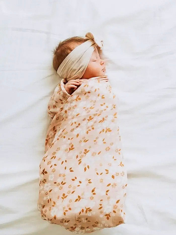 Muslin Swaddle Baby Blanket in Whimsy Floral Peach