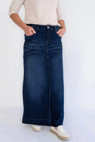 Ella Denim Maxi Skirt in Dark Wash - Ella Denim Maxi Skirt in Dark Wash - S - Salt and Honey