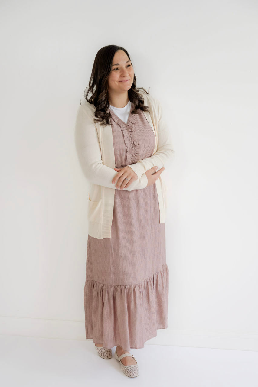 Shaye Textured Midi Dress in Mauve