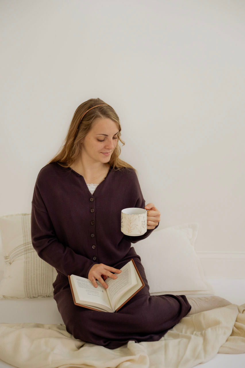 Arden Midi Knit Sweater Skirt in Plum - Arden Midi Knit Sweater Skirt in Plum - XS - Salt and Honey