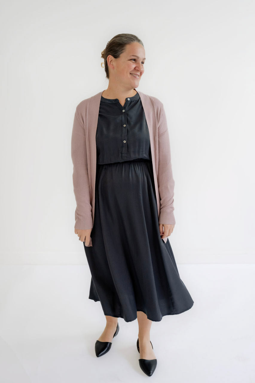 Genova Button Midi Dress in Black