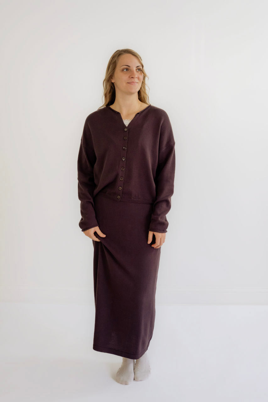 Amani Button Knit Cardigan in Plum - Amani Button Knit Cardigan in Plum - XS - Salt and Honey