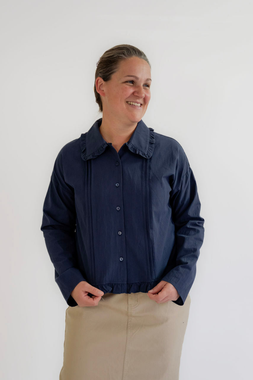 Junie Peter Pan Button Top in Midnight - Junie Peter Pan Button Top in Midnight - S - Salt and Honey