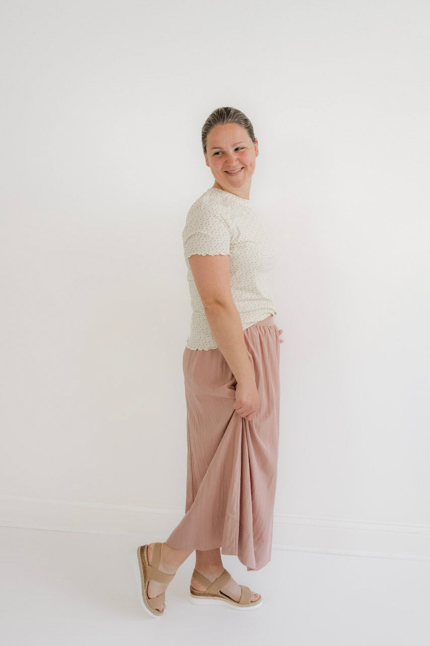Leisha Ribbed Top in Rose Ditsy Floral