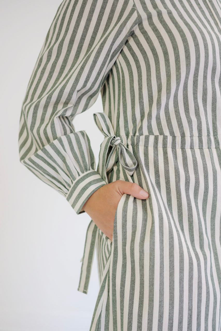 Raleigh Striped Midi Dress in Spruce - FINAL SALE - Raleigh Striped Midi Dress in Spruce - FINAL SALE - S - Salt and Honey