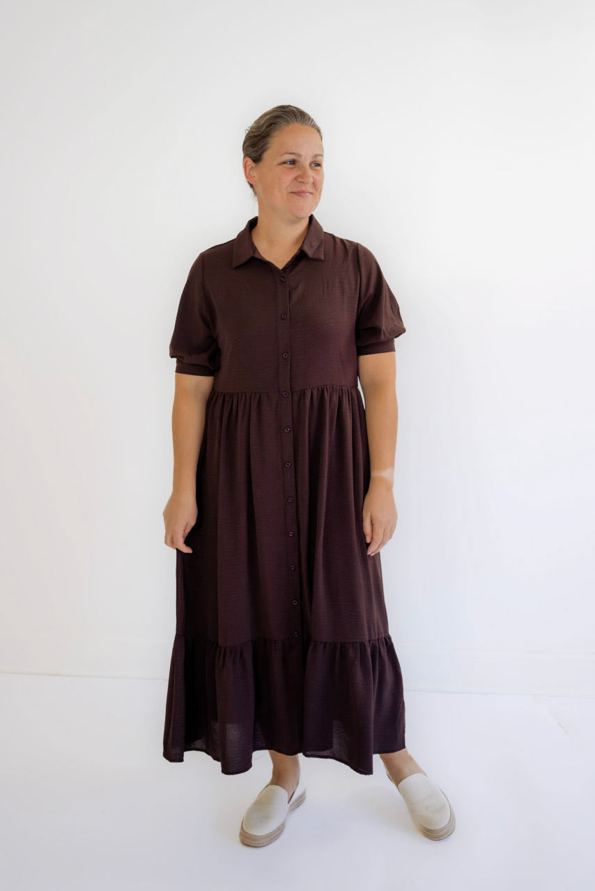 Portlyn Button Midi Dress in Espresso - FINAL SALE - Portlyn Button Midi Dress in Espresso - FINAL SALE - XS - Salt and Honey