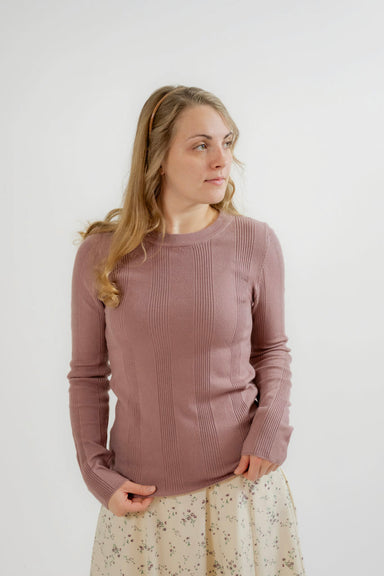 Presley Ribbed Sweater in Rose - Presley Ribbed Sweater in Rose - S - Salt and Honey