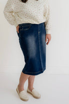 Sara 29" Skirt in Dark Wash - Womens - Bottoms - Skirts