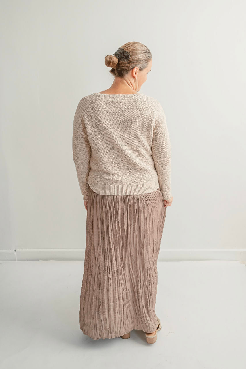 Marietta Pleated Maxi Skirt in Mocha