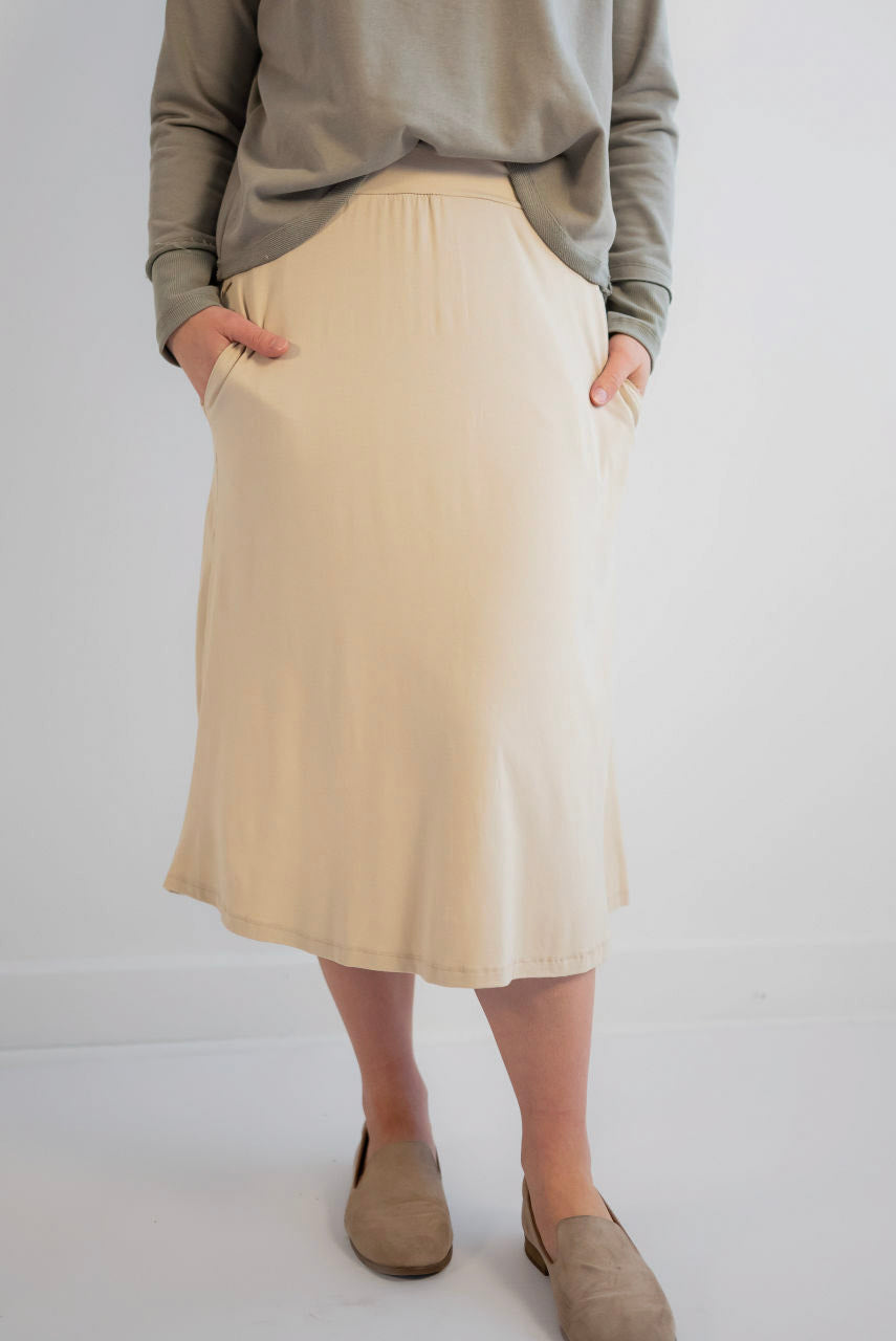 Brighton Knit Midi Skirt in Toasted Marshmallow