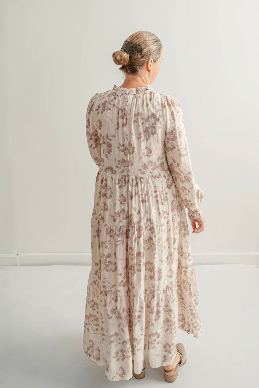 Adriana Floral Maxi Dress in Hazelnut