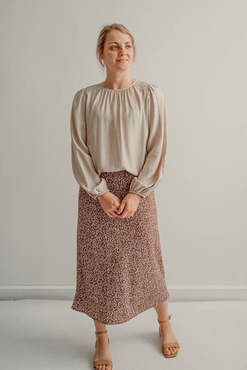 Geneva Floral Midi Skirt in Cinnamon