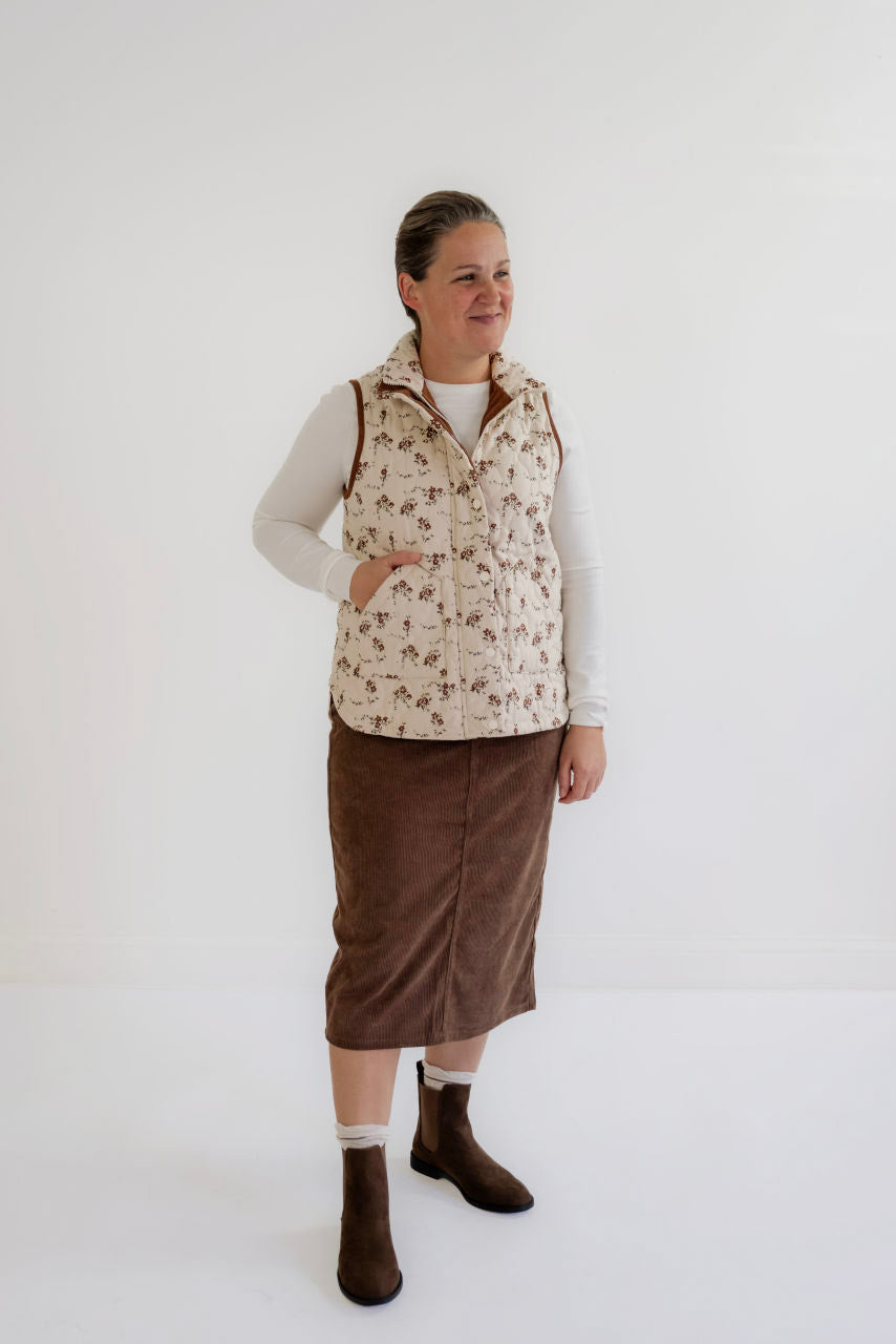 Lorraine Floral Vest in Apricot - Lorraine Floral Vest in Apricot - S - Salt and Honey
