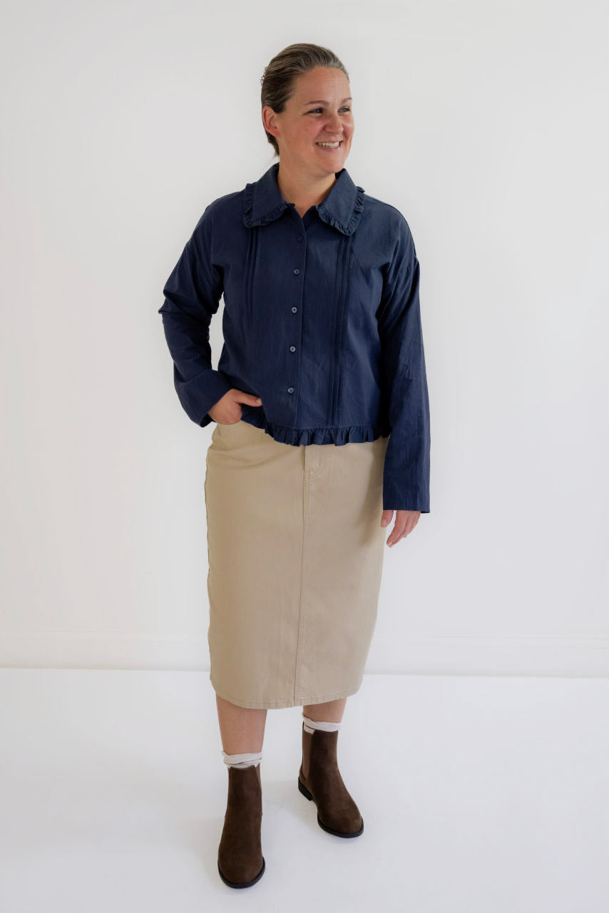 Junie Peter Pan Button Top in Midnight - Junie Peter Pan Button Top in Midnight - S - Salt and Honey