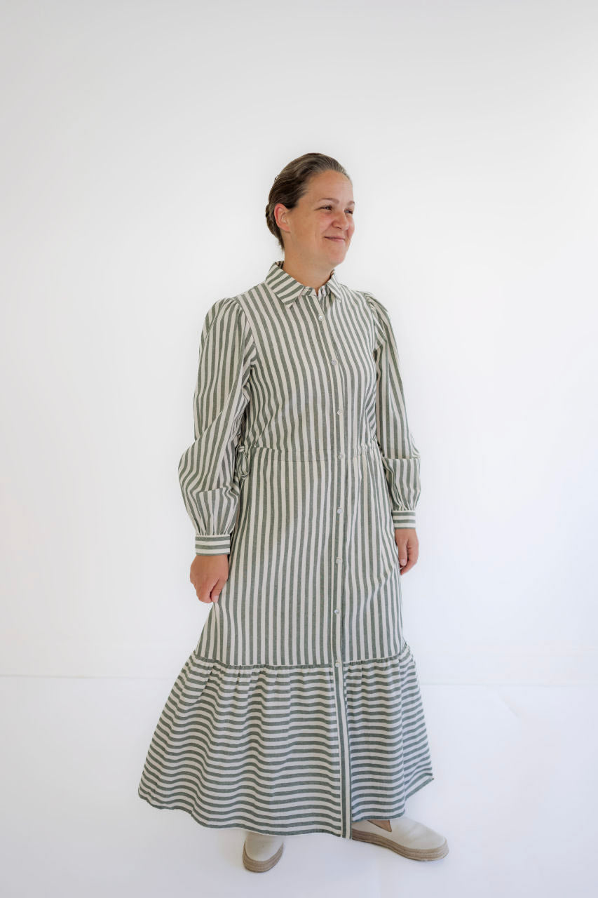 Raleigh Striped Midi Dress in Spruce - FINAL SALE - Raleigh Striped Midi Dress in Spruce - FINAL SALE - S - Salt and Honey