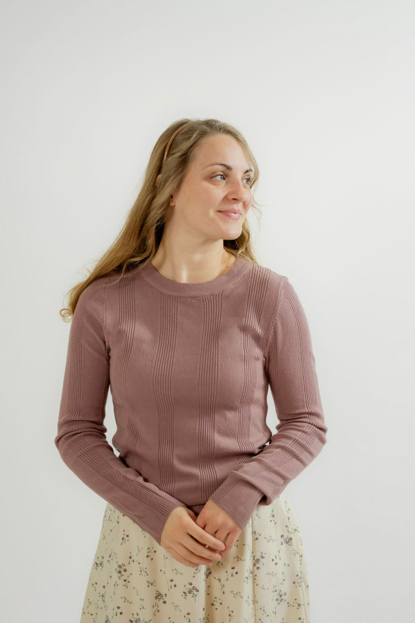 Presley Ribbed Sweater in Rose - Presley Ribbed Sweater in Rose - S - Salt and Honey