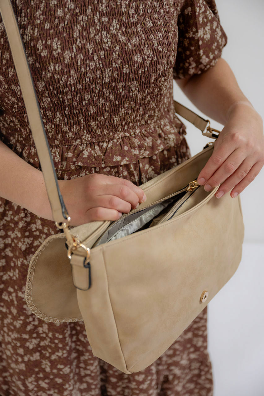 Faux Suede Purse in Cream - Faux Suede Purse in Cream - Default Title - Salt and Honey
