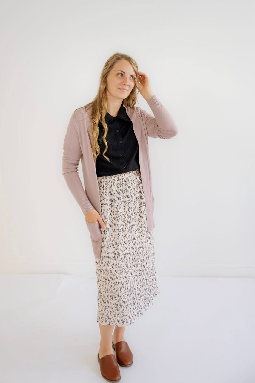 Freya Crinkle Floral Skirt in Charcoal - FINAL SALE - Freya Crinkle Floral Skirt in Charcoal - FINAL SALE - S - Salt and Honey