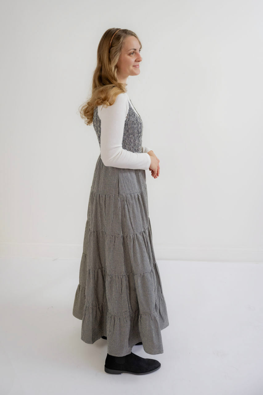 Valencia Jumper Dress in Black Gingham - Valencia Jumper Dress in Black Gingham - S - Salt and Honey