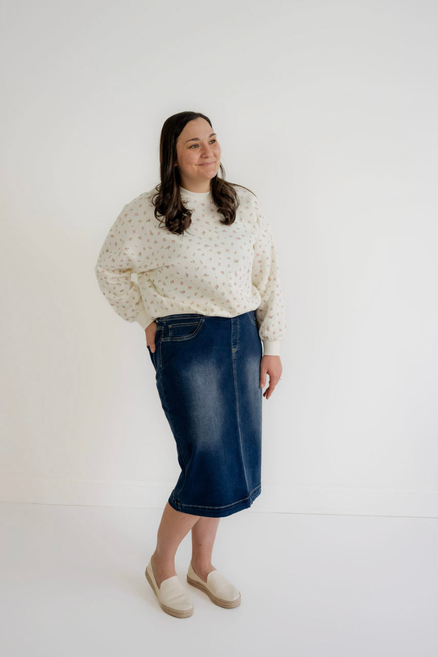 Sara 29" Skirt in Dark Wash - Womens - Bottoms - Skirts