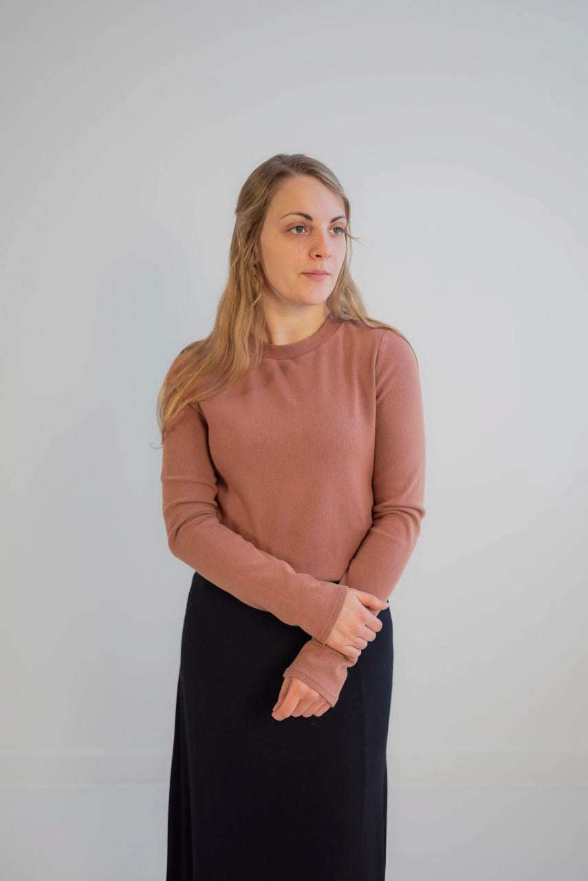 Ada Ribbed Knit Top in Terracotta