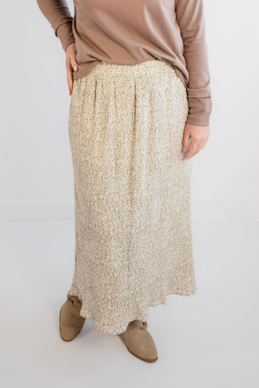 Freya Crinkle Floral Skirt in Mocha