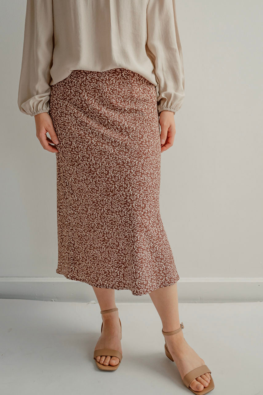 Geneva Floral Midi Skirt in Cinnamon