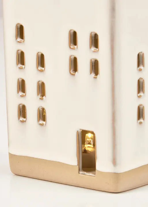 Lighted Ceramic House Figurine Set