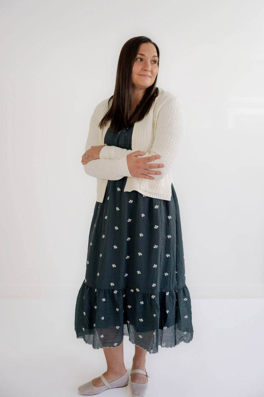 Laken Floral Embroidered Dress in Teal - Laken Floral Embroidered Dress in Teal - S - Salt and Honey