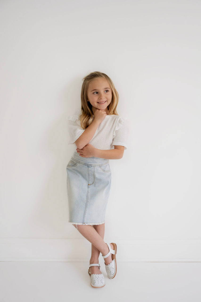 Sara Girls Skirt in Light Wash