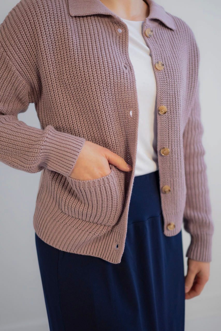 Maeve Collared Sweater Jacket in Iris