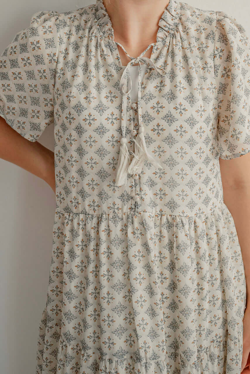 Charleston Maxi Print Dress in Cream