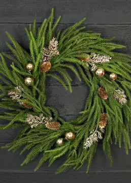 Golden Holiday Norfolk Pine Wreath - Golden Holiday Norfolk Pine Wreath - Default Title - Salt and Honey