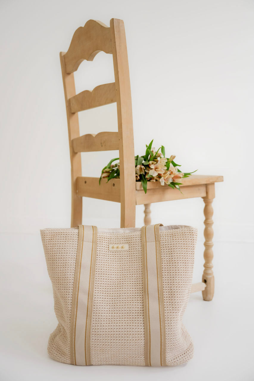 Raffia Tote Bag in Cream