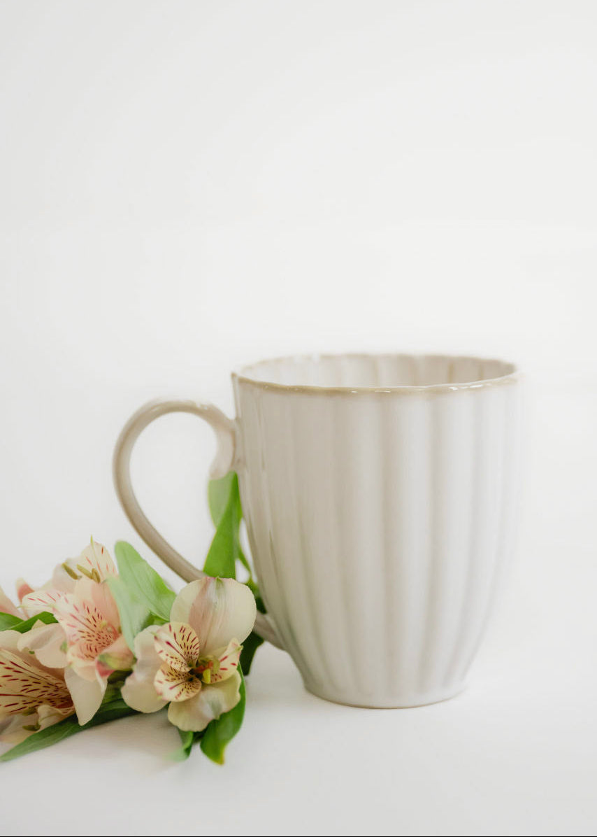 Scalloped Ceramic Coffee Mug- SALE - Home - Kitchen - Serving