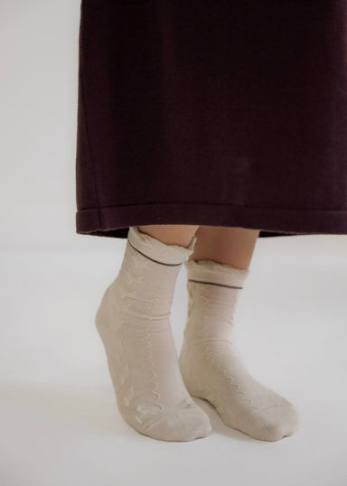 Delicate Scallop Detail Socks - Delicate Scallop Detail Socks - Default Title - Salt and Honey