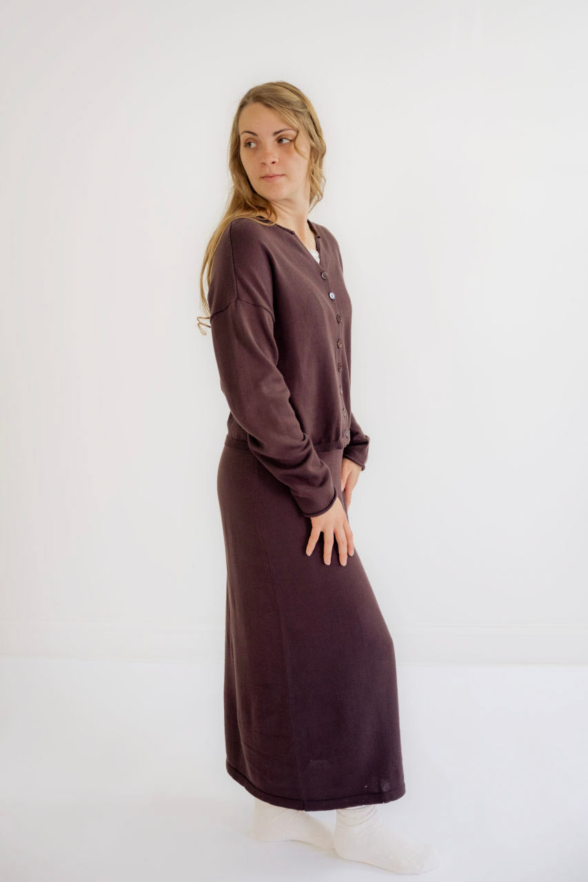 Amani Button Knit Cardigan in Plum - Amani Button Knit Cardigan in Plum - XS - Salt and Honey