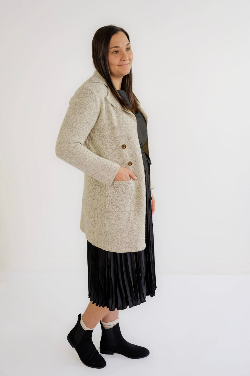 Ingrid Long Knit Blazer in Oatmeal - Ingrid Long Knit Blazer in Oatmeal - S - Salt and Honey