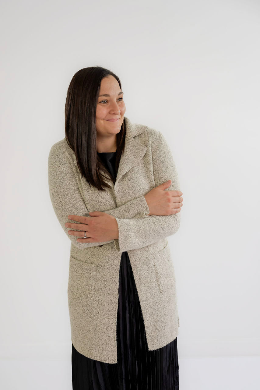 Ingrid Long Knit Blazer in Oatmeal - Ingrid Long Knit Blazer in Oatmeal - S - Salt and Honey
