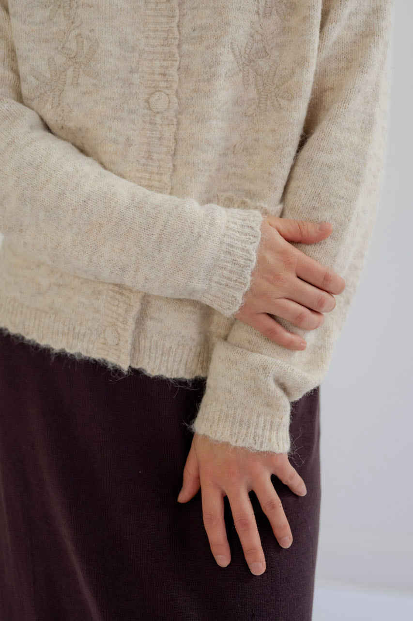 Sinclair Embroidered Cardigan in Almond - Sinclair Embroidered Cardigan in Almond - S - Salt and Honey