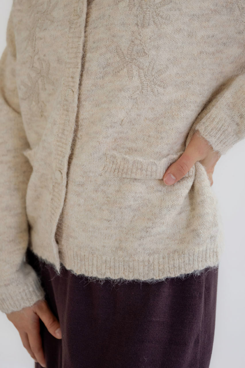 Sinclair Embroidered Cardigan in Almond - Sinclair Embroidered Cardigan in Almond - S - Salt and Honey