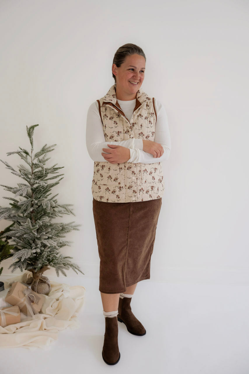 Lorraine Floral Vest in Apricot - Lorraine Floral Vest in Apricot - S - Salt and Honey