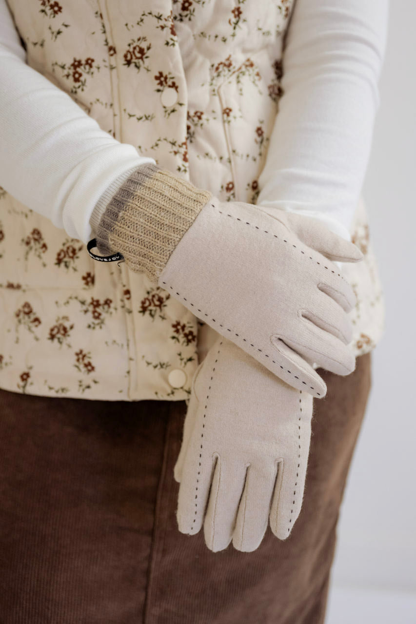 Windproof Wool Gloves in Khaki - Windproof Wool Gloves in Khaki - Default Title - Salt and Honey