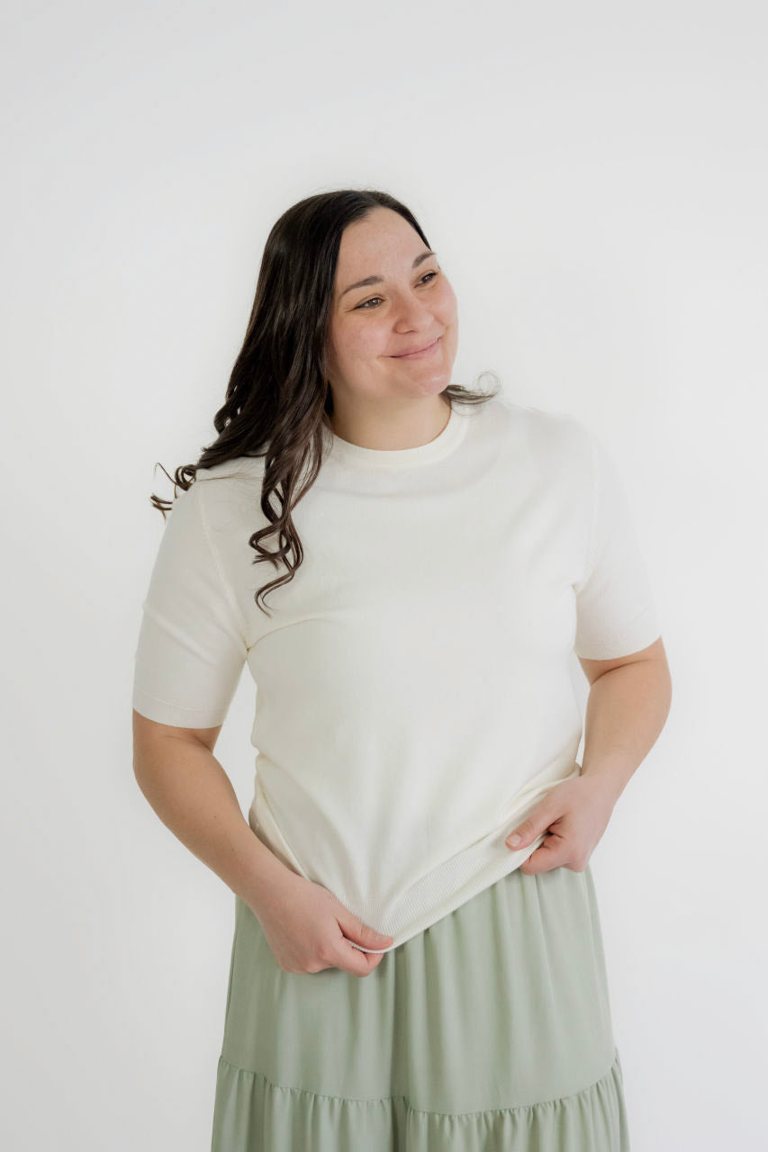Mariel Knit Sweater Top in Cream - Womens - Tops - Sweaters