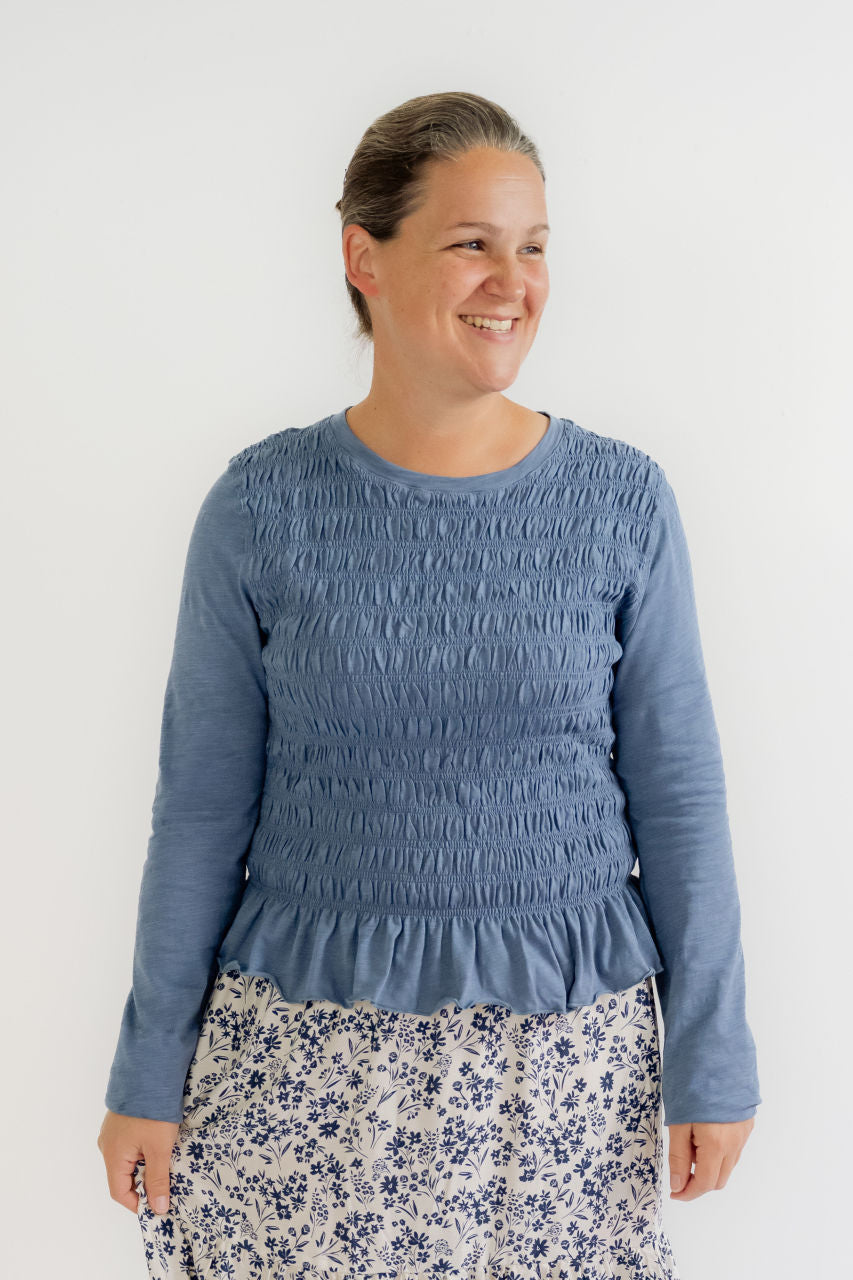 Indie Smocked Top in Vintage Navy - Indie Smocked Top in Vintage Navy - S - Salt and Honey