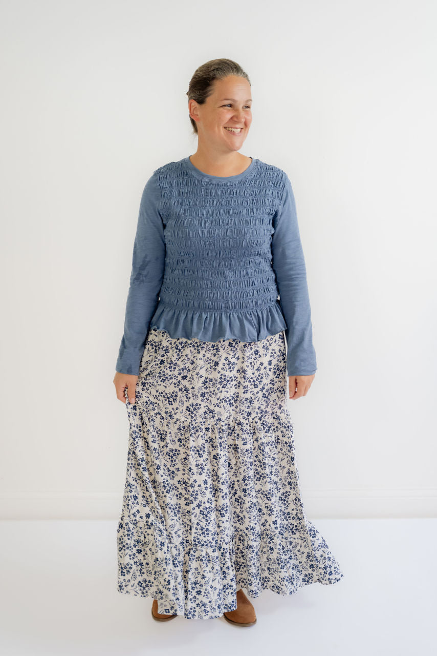 Indie Smocked Top in Vintage Navy - Indie Smocked Top in Vintage Navy - S - Salt and Honey