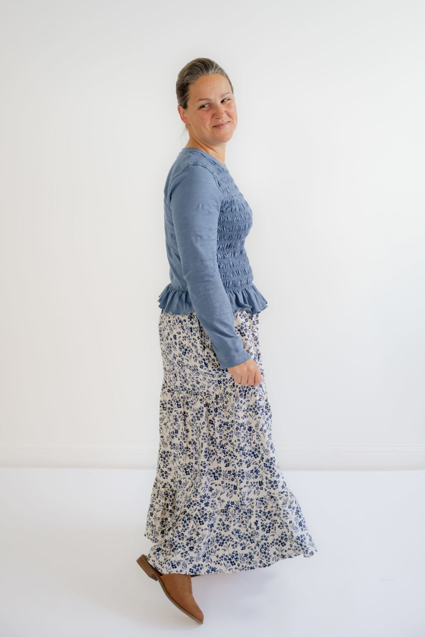 Indie Smocked Top in Vintage Navy - Indie Smocked Top in Vintage Navy - S - Salt and Honey