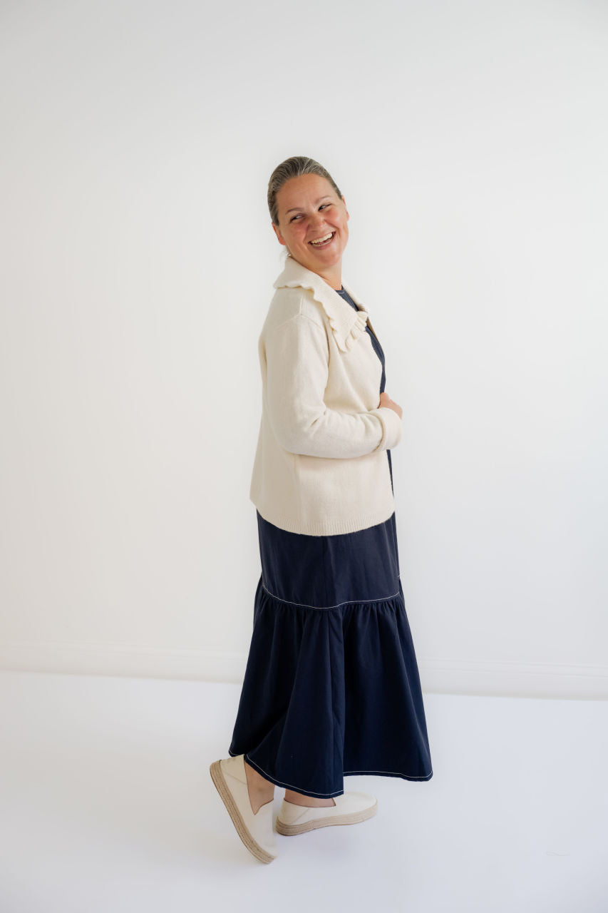 Skylar Waist Tie Midi Dress in Navy - LIMITED TIME SALE - Skylar Waist Tie Midi Dress in Navy - LIMITED TIME SALE - S - Salt and Honey