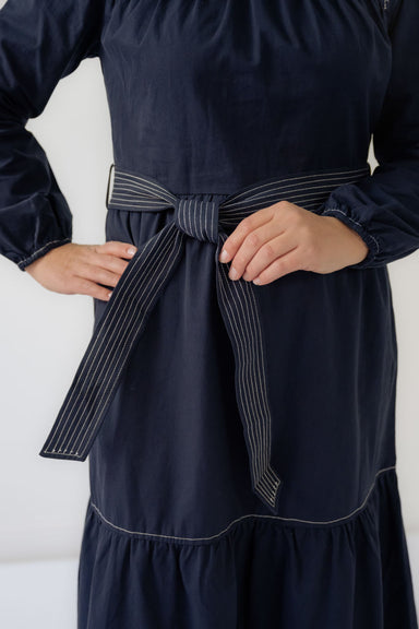 Skylar Waist Tie Midi Dress in Navy - LIMITED TIME SALE - Skylar Waist Tie Midi Dress in Navy - LIMITED TIME SALE - S - Salt and Honey